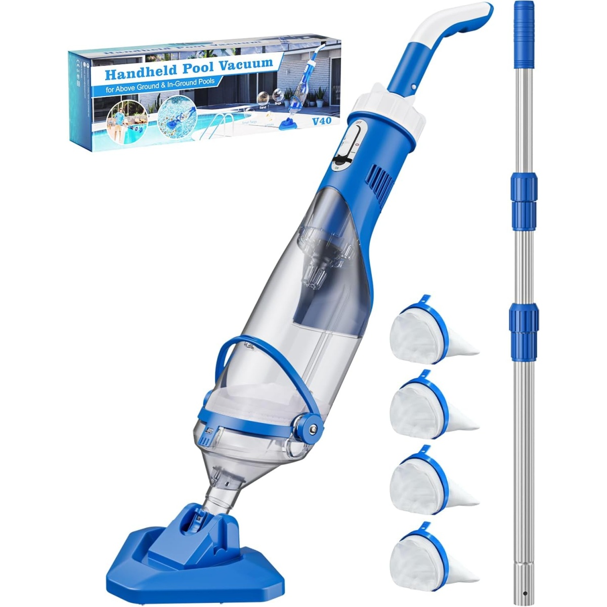 Teguy Cordless Pool Vacuum with Telescopic Pole V40